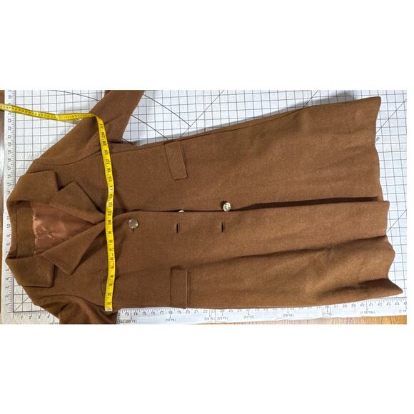 Shagmoor Vintage ILGWU Made Brown Wool Long Trench Coat Jacket Women Medium - Picture 7 of 13